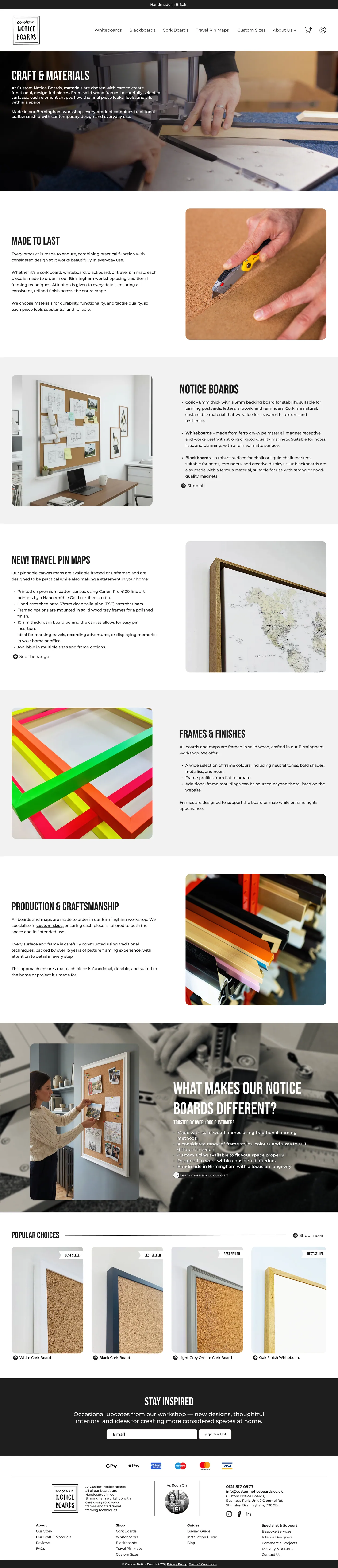 Custom Notice Boards: Craft and materials