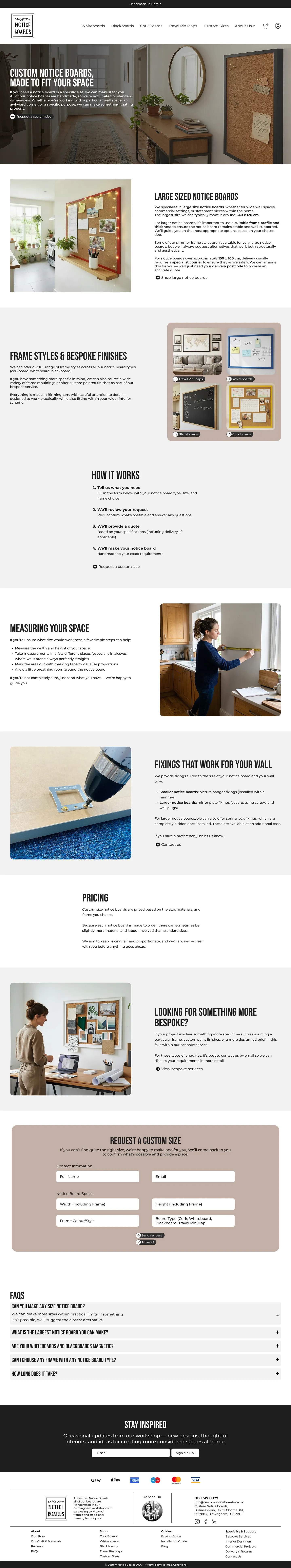 Custom Notice Boards: Custom sizes