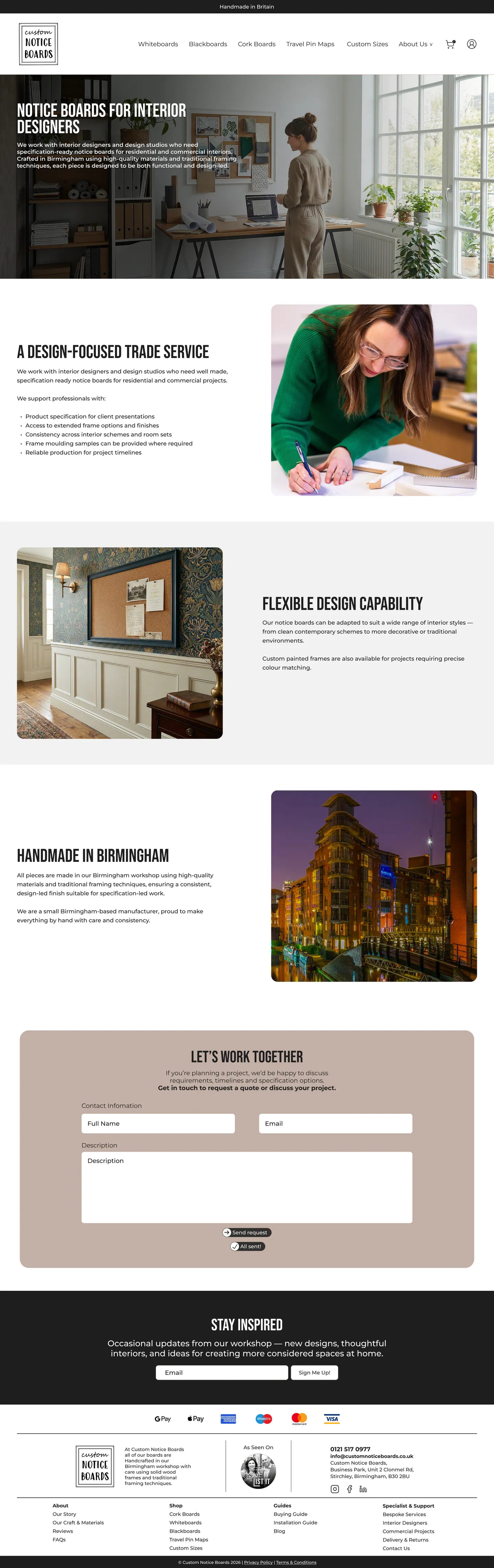 Custom Notice Boards: Interior designers