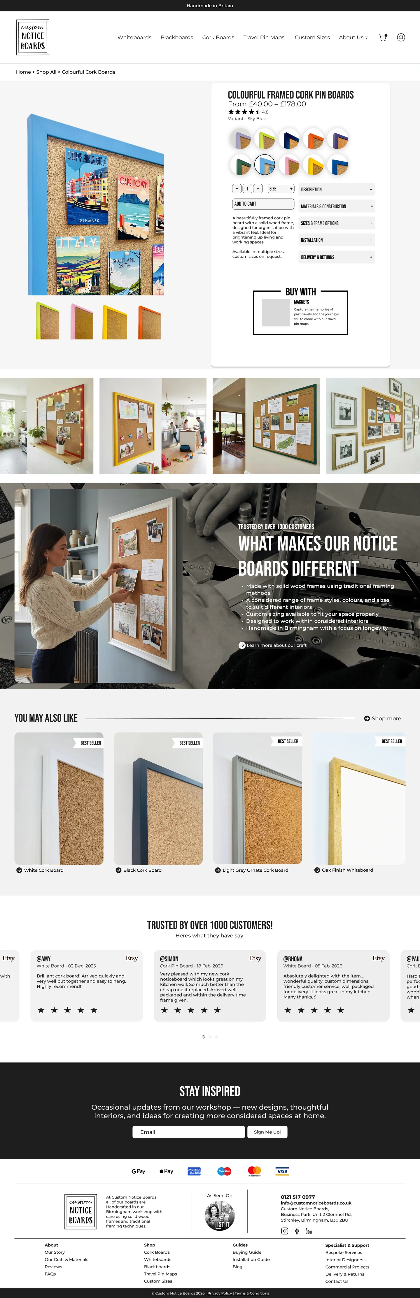 Custom Notice Boards: Product configuration